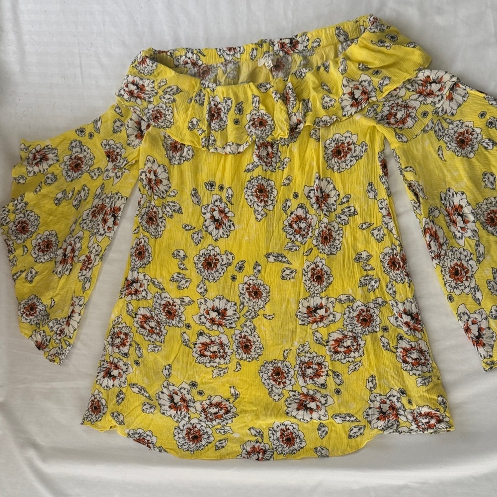 Umgee Yellow Floral Off-Shoulder Blouse